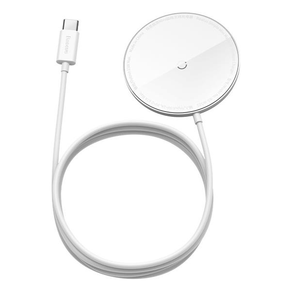 Baseus mini magnetyczna bezprzewodowa indukcyjna ładowarka Qi 15 W (kompatybilna z MagSafe do iPhone) biały (WXJK-F02)-2179025