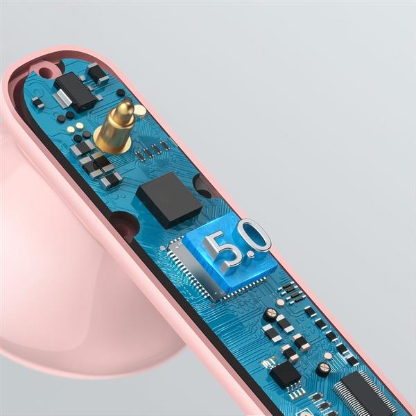 Baseus Encok W2 wodoodporne IPX4 bezprzewodowe słuchawki Bluetooth 5.0 TWS różowy (NGW2-04)-2206287