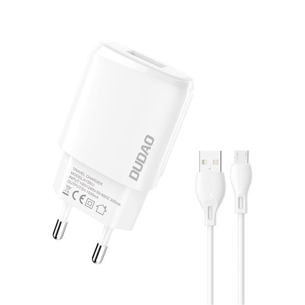 Dudao ładowarka sieciowa USB-A 7.5W + kabel USB-A - Micro-USB 1m biały (A1sEUM)-2614368