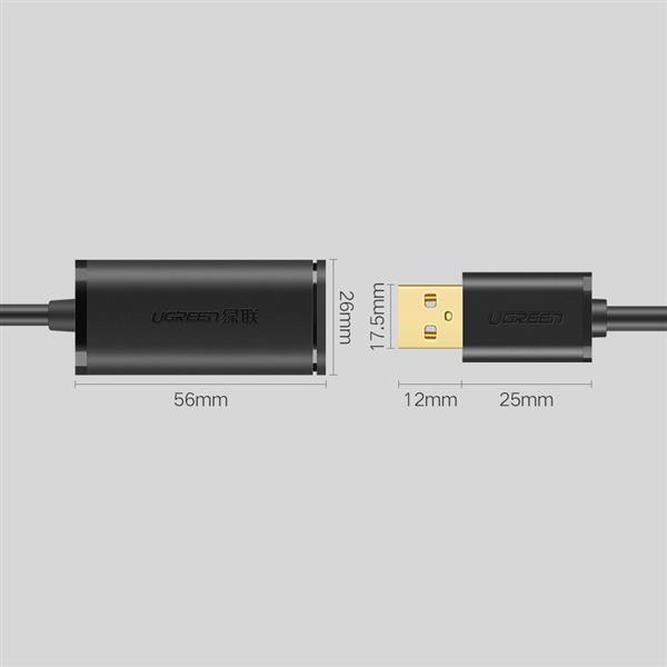 Ugreen kabel aktywny przedłużacz USB 2.0 480 Mbps 5 m czarny (US121 10319)-2169762