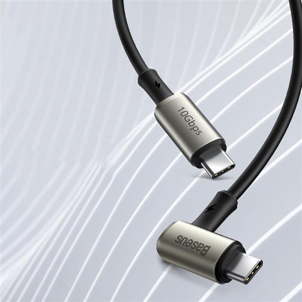 Baseus kątowy kabel USB Typ C - USB Typ C VOOC Quick Charge Power Delivery 100 W 5 A 1,5 m (USB 3.2 Gen 2 / 4K@60 Hz) czarny (CATPN-01)-2160028