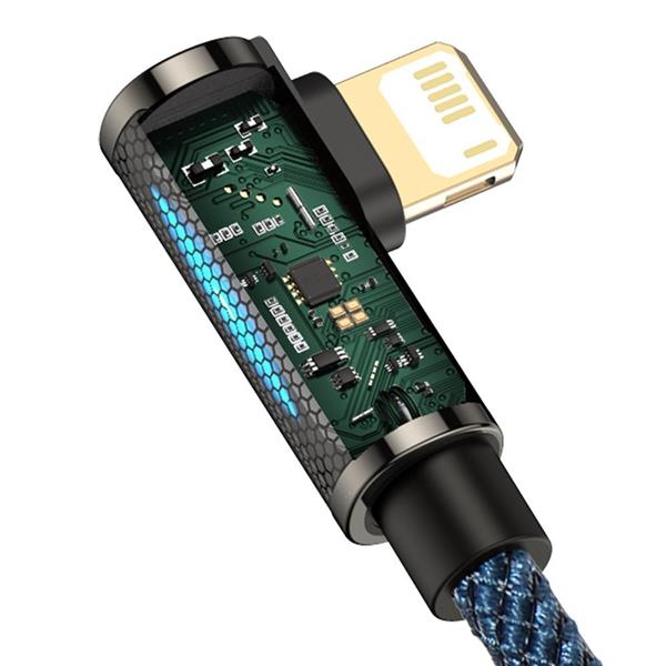 Baseus Legendary kątowy nylonowy kabel przewód USB - Lightning dla graczy 2,4A 2m niebieski (CACS000103)-2216462
