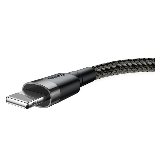 Baseus Cafule Cable wytrzymały nylonowy kabel przewód USB / Lightning QC3.0 2.4A 0,5M czarno-szary (CALKLF-AG1)-2141657