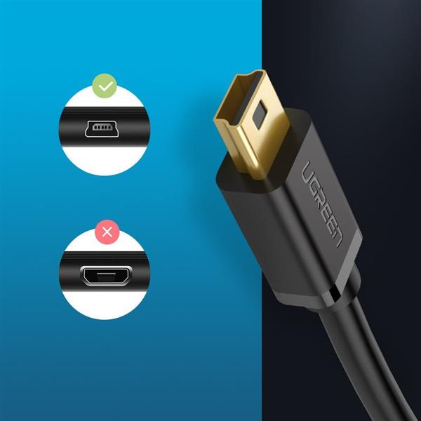 Ugreen kabel przewód USB - mini USB 480 Mbps 1,5 m czarny (US132 10385)-2169865
