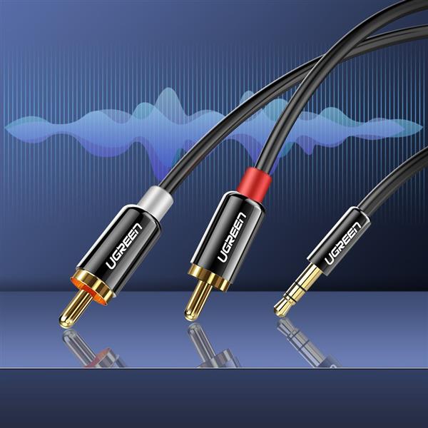 Ugreen kabel przewód audio 3,5 mm mini jack - 2RCA 2 m czarny (AV116 10584)-3101980