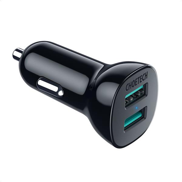 Choetech ładowarka samochodowa 2 x USB Quick Charge 3.0 30W 2,4A czarna (C0051)-2218741
