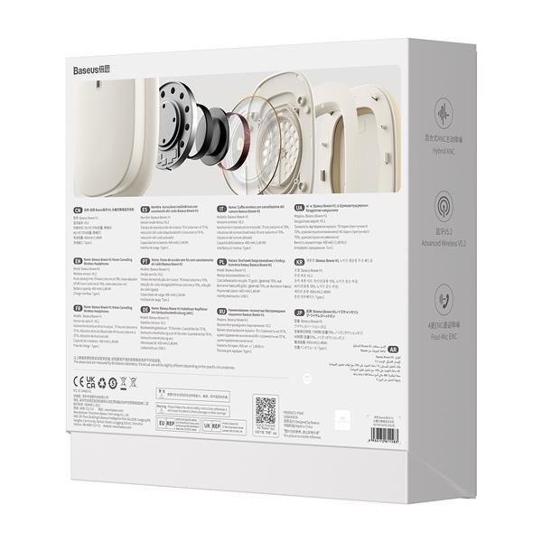 Baseus Bowie H1 słuchawki bezprzewodowe Bluetooth 5.2 ANC biały (NGTW230002)-2404088