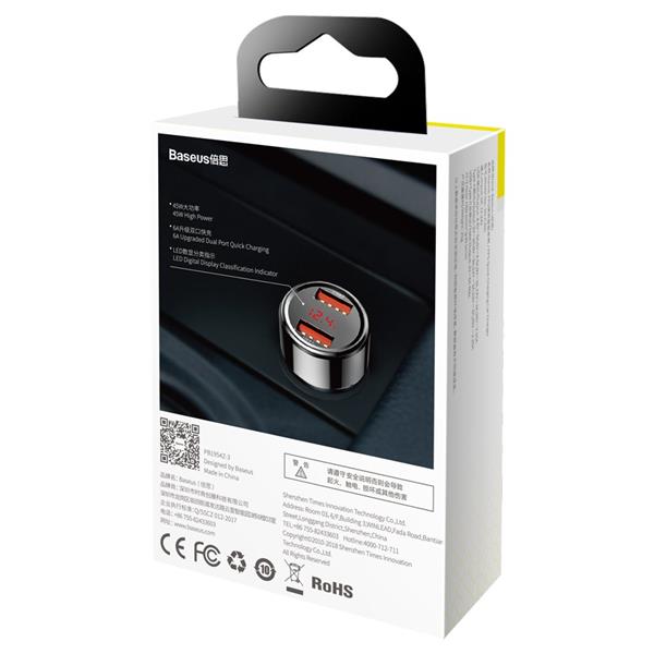 Baseus Magic Series Dual QC - ładowarka samochodowa Quick Charge 3.0 2x USB 45W 6A czarny (CCMLC20A-01)-2143393