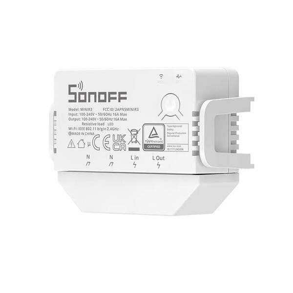 Sonoff dopuszkowy przełącznik prądowy Wi-Fi biały (MINIR3)-2394351