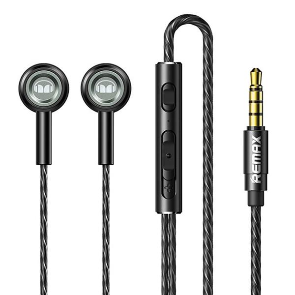 REMAX Monster dokanałowe metalowe słuchawki zestaw słuchawkowy z pilotem i mikrofonem mini jack 3,5mm czarny (RM-598)-2186140