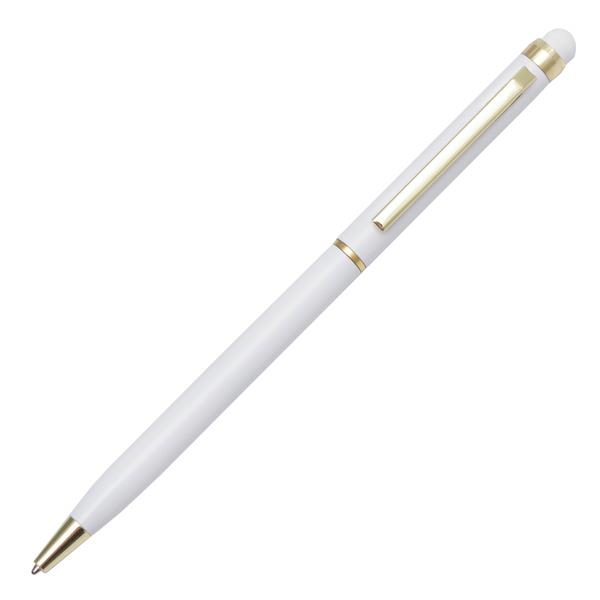 Długopis aluminiowy Touch Tip Gold, biały-2012041