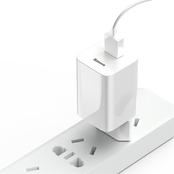 Baseus Charging Quick Charger ładowarka sieciowa zasilacz EU adapter USB Quick Charge 3.0 QC 3.0 biały (CCALL-BX02)-2139457