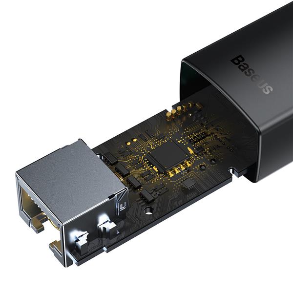 Baseus Lite Series adapter USB Typ A - RJ45 gniazdo LAN 100Mbps czarny (WKQX000001)-2388129
