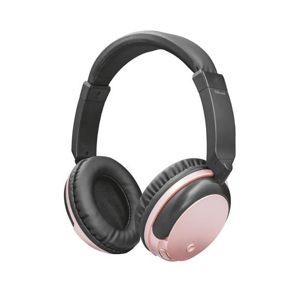 Trust słuchawki bezprzewodowe nauszne Kodo różowe metaliczne-1180095
