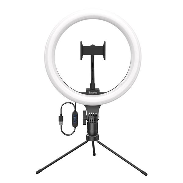 Baseus fotograficzna lampa 10'' ring flash pierścień LED do telefonu smartfona do zdjęć selfie filmów (YouTube, TikTok) + mini statyw czarny (CRZB10-A01)-2165556