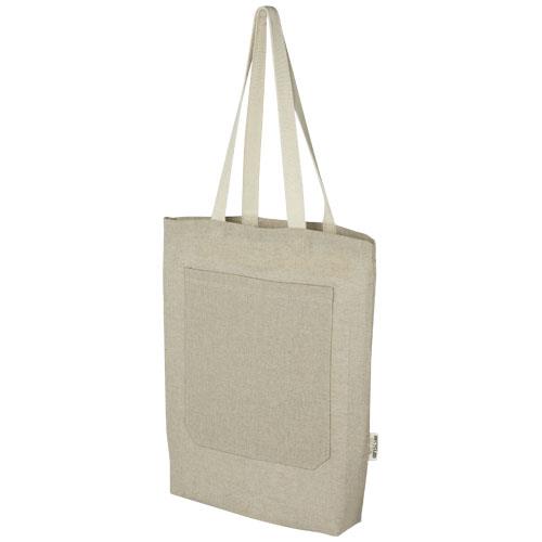 Pheebs torba na zakupy o pojemności 9 l z bawełny z recyklingu o gramaturze 150 g/m2 i z przednią kieszenią-2372570