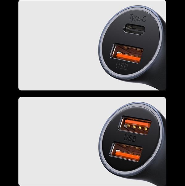 Baseus Golden Contactor Max szybka ładowarka samochodowa USB + USB typu C 60 W Quick Charge ciemnoszary (CGJM000113)-2386999