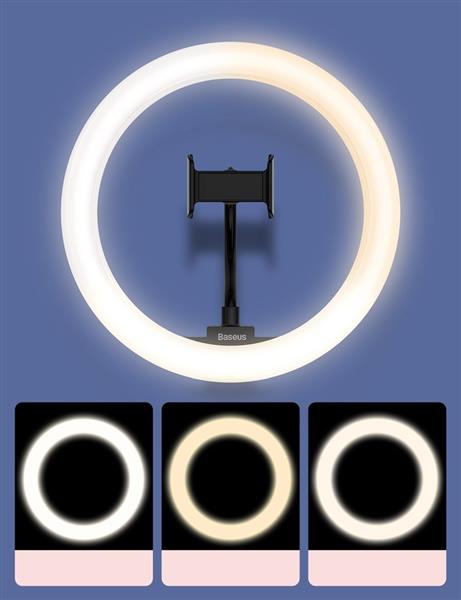 Baseus fotograficzna lampa 10'' ring flash pierścień LED do telefonu smartfona do zdjęć selfie filmów (YouTube, TikTok) + mini statyw czarny (CRZB10-A01)-2165567