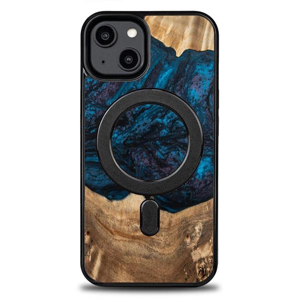 Etui z drewna i żywicy na iPhone 15 Plus MagSafe Bewood Unique Neptun - granatowo-czarne-3140755