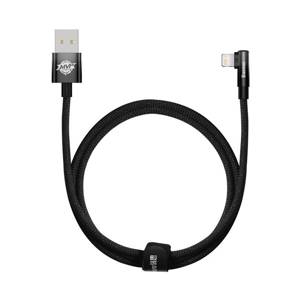 Baseus MVP 2 Elbow kątowy kabel przewód z bocznym wtykiem USB / Lightning 1m 2.4A czarny (CAVP000001)-2416622