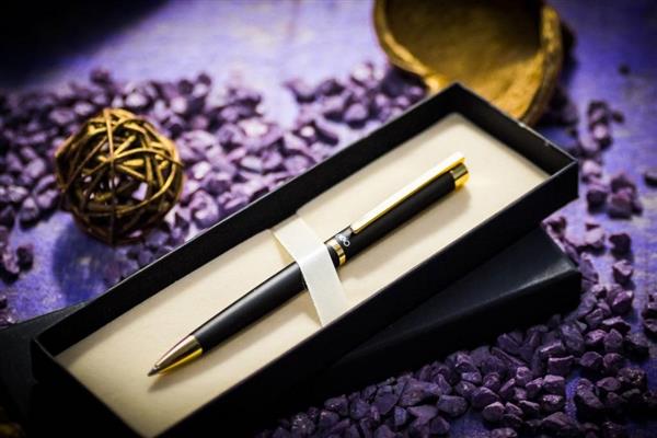 Długopis EXO Vela, czarny, złote wykończenia-3039712