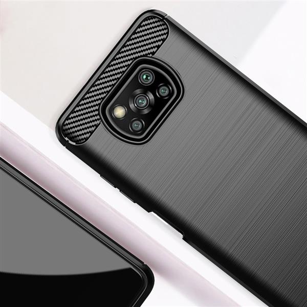 Carbon Case elastyczne etui pokrowiec Xiaomi Poco X3 NFC / Poco X3 Pro czarny-2175027