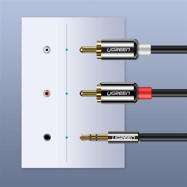 Ugreen kabel przewód audio 3,5 mm mini jack - 2RCA 2 m czarny (AV116 10584)-3101979