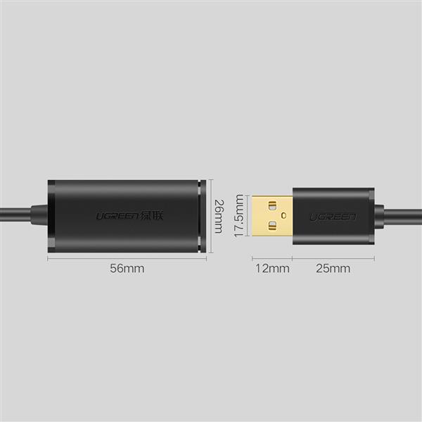 Ugreen kabel aktywny przedłużacz USB-A (męski) - USB-A (żeński) USB 2.0 480Mb/s 25m czarny (US121)-2964749