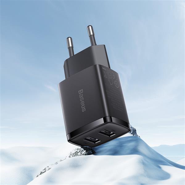 Baseus Compact ładowarka sieciowa 2x USB 10.5W czarny (CCXJ010201)-2390827