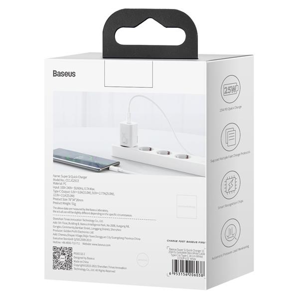 Baseus Super Si 1C szybka ładowarka USB Typ C 25W Power Delivery Quick Charge biały (CCSP020102)-2262412