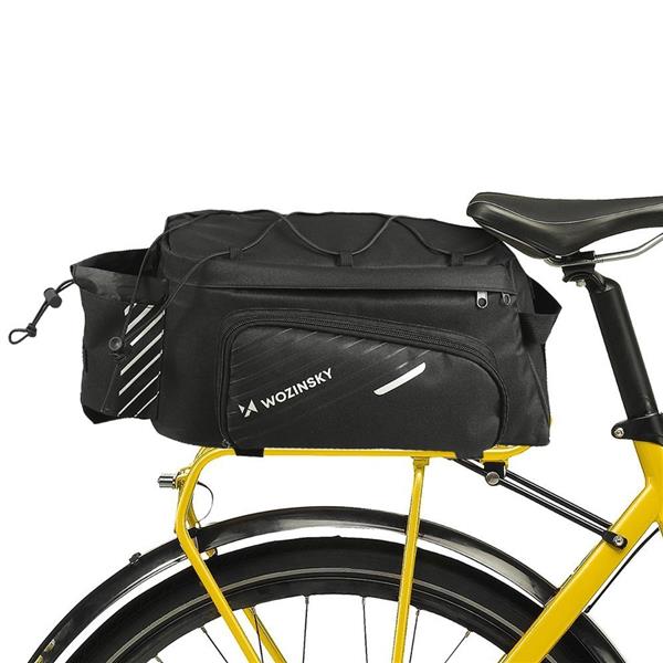 Wozinsky torba rowerowa na bagażnik z paskiem na ramię 9l (pokrowiec przeciwdeszczowy w zestawie) czarny (WBB22BK)-2168655