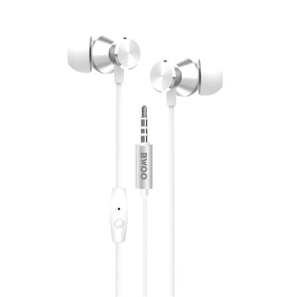 BWOO słuchawki przewodowe HF12 jack 3,5mm białe dokanałowe-2998220