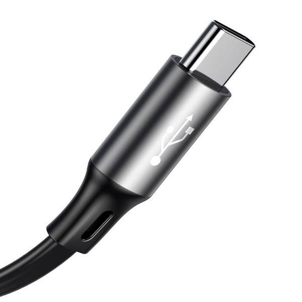 Baseus Fabric rozwijany kabel 3w1 USB - micro USB / Lightning / USB-C 3.5A 35cm - 120cm szary (CAMLT-BYG1)-2142922