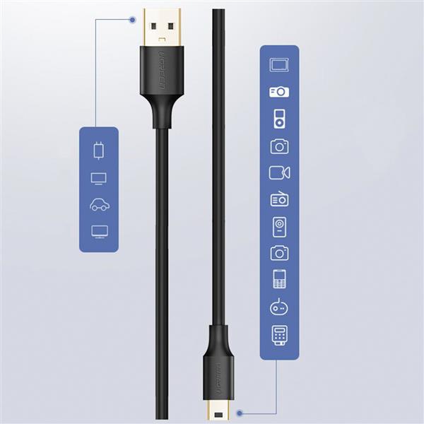 Ugreen kabel przewód USB - mini USB 480 Mbps 1,5 m czarny (US132 10385)-2169877