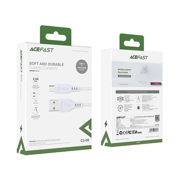 Acefast kabel USB - micro USB 1,2m, 2,4A biały (C3-09 white)-2270225