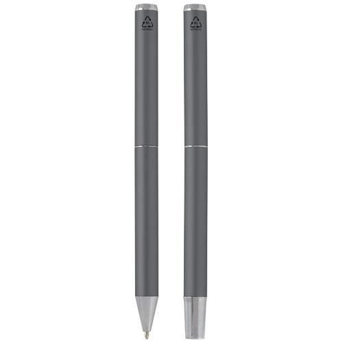 Lucetto zestaw upominkowy obejmujący długopis kulkowy z aluminium z recyklingu i pióro kulkowe-3090868