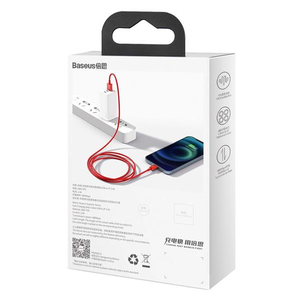 Baseus kabel Superior USB - Lightning 1,0 m 2,4A czerwony-2994401