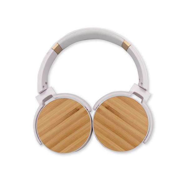Składane bezprzewodowe słuchawki nauszne, bambusowe elementy-1966336