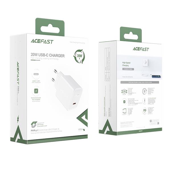 Acefast szybka ładowarka sieciowa USB Typ C 20W Power Delivery biały (A1 EU white)-2270988