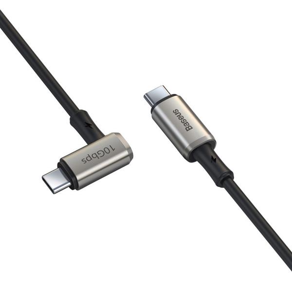Baseus kątowy kabel USB Typ C - USB Typ C VOOC Quick Charge Power Delivery 100 W 5 A 1,5 m (USB 3.2 Gen 2 / 4K@60 Hz) czarny (CATPN-01)-2160025