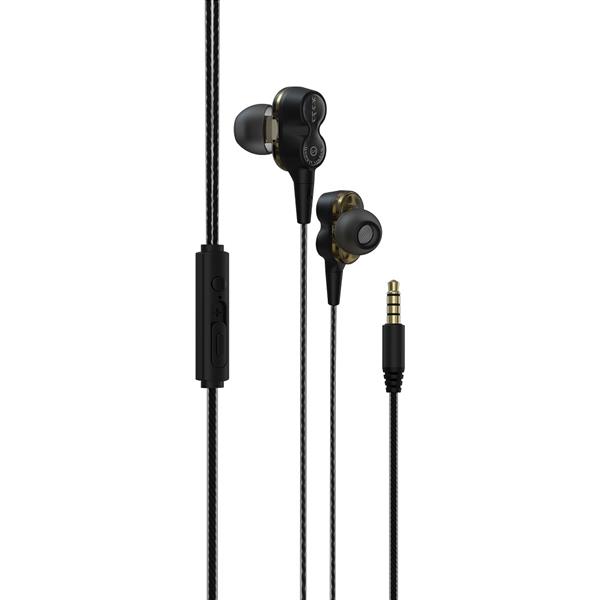 Devia słuchawki przewodowe Smart Dual jack 3,5mm czarne dokanałowe-2999243