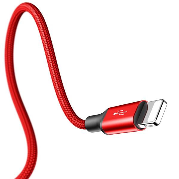 Baseus Rapid kabel 3w1 USB - micro USB / Lightning / USB-C w nylonowym oplocie 3A 1,2M czerwony (CAMLT-SU09)-2142546