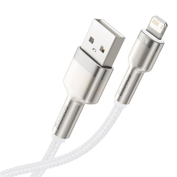 Baseus Cafule Metal Data kabel USB - Lightning 2,4 A 2 m biały (CALJK-B02)-2179288
