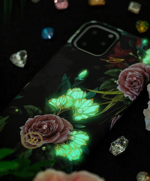 Kingxbar Forest świecące w ciemności etui ozdobione oryginalnymi Kryształami Swarovskiego iPhone 11 Pro fioletowy-2161460