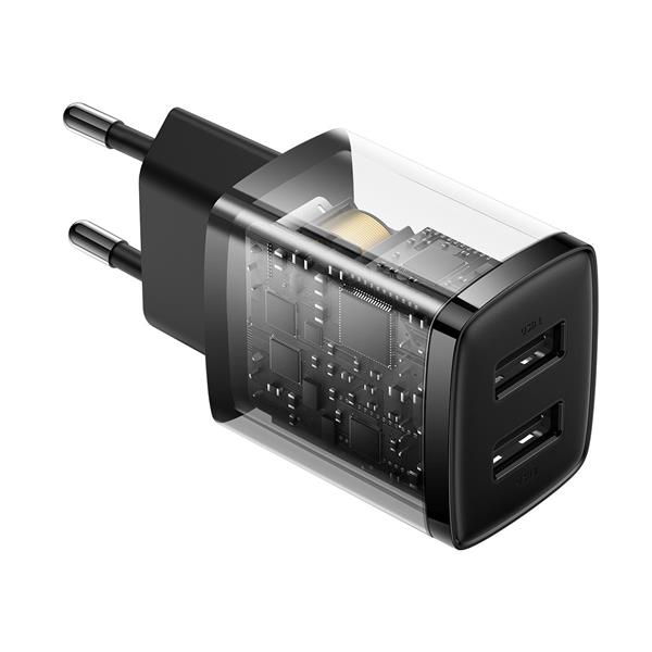Baseus Compact ładowarka sieciowa 2x USB 10.5W czarny (CCXJ010201)-2390824