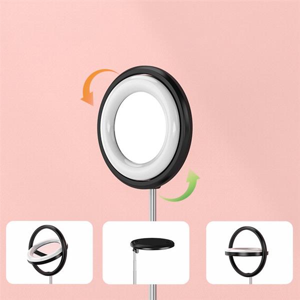 Lampa LED Ring Flash statyw zestaw do nagrywania live streaming filmów YouTube TikTok Instagram uchwyt na telefon do selfie lampa pierścieniowa czarny (1TMJ black)-2187053