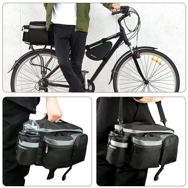 Wozinsky torba rowerowa na bagażnik z paskiem na ramię 6l czarny (WBB3BK)-2142354