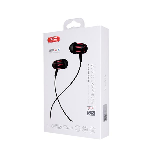 XO Słuchawki przewodowe S29 jack 3,5mm czerwone-1566899