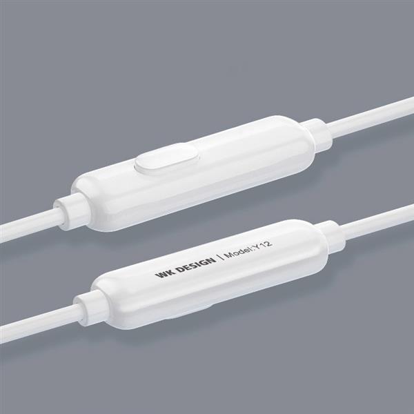 WK Design przewodowe słuchawki douszne ze złączem USB Typ C biały (Y12 white)-2147479