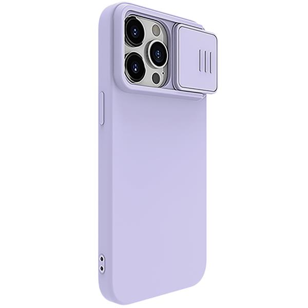 Silikonowe etui Nillkin CamShield Silky Silicone Case do iPhone 15 Pro z osłoną na aparat - jasnofioletowe-3131576
